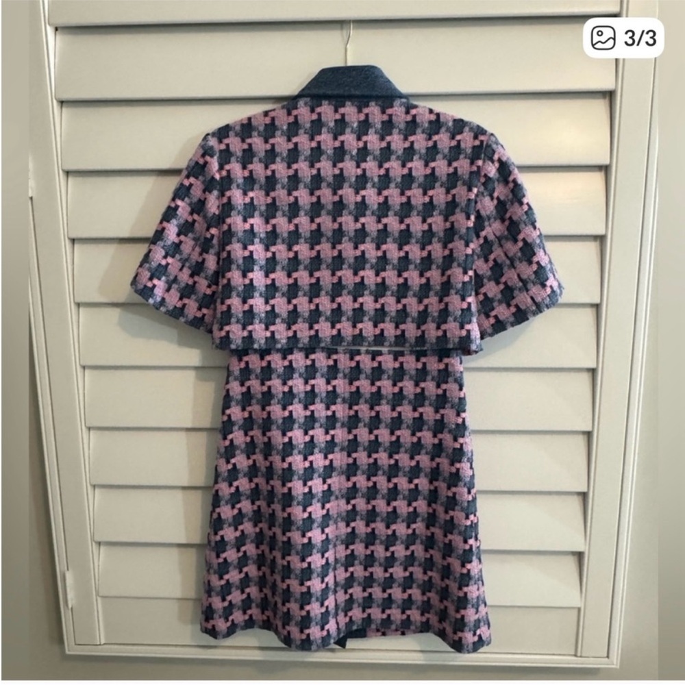 Sandro Amadora Pink and Blue Houndstooth Dress - Picture 3 of 3